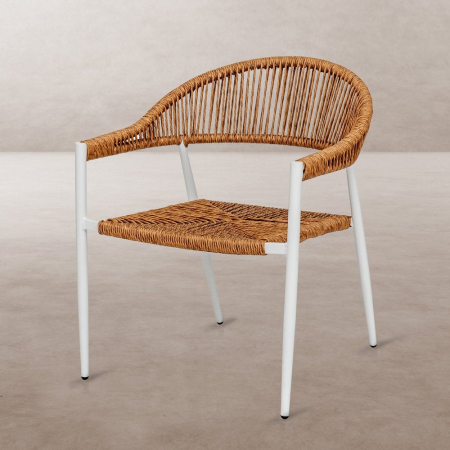 Mobilier Gradina - Scaun de exterior Neska din aluminiu cu împletituri si cadru alb