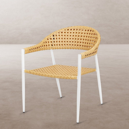 Mobilier Gradina - Scaun de exterior Niva din aluminiu cu împletituri si  cadru alb