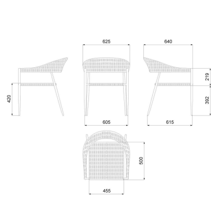 Scaun Niva cu împletituri si cadru din aluminiu culoare graphite [1]