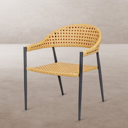 Mobilier Gradina - Scaun Niva cu împletituri si cadru din aluminiu culoare graphite