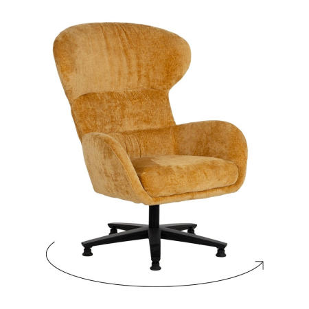 Fotoliu rotativ din țesătură de culoare mustar și metal 78 x 84,50 x 104,50 [2]