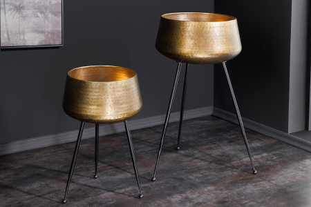 Ghiveci FLOWERS set de 2 rame negre cu efect de ciocan din alamă [5]