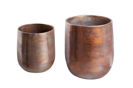 Decorațiuni - Ghiveci FLOWERS set mic de 2 bucăți, cu model marmorat, culoare cupru