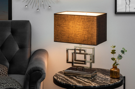 Lampă de masă ATLANTIS 56cm argintie cu abajur din material textil negru [2]