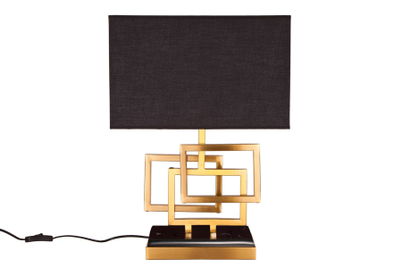 Veioze - Lampă de masă ATLANTIS 56cm aurie cu abajur din material textil negru