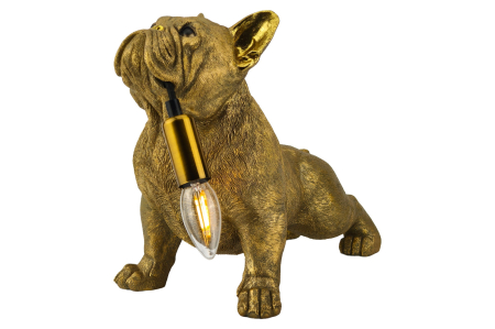 Iluminat - Lampă de masă aurie , BULLDOG 35cm,sculptură câine 