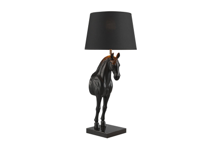 Iluminat - Lampă de masă BLACK BEAUTY 75cm neagra, sculptură cal 