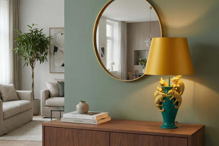 Lampă de masă CHAMELEON 55cm abajur auriu-verde galben [2]