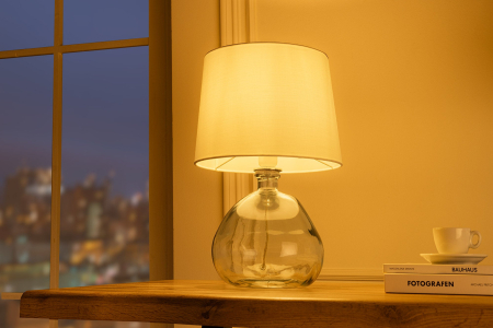 Lampă de masă CLASSIC 40cm din sticlă reciclată cu abajur alb   [4]