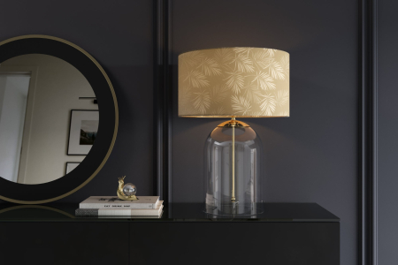 Lampă de masă CLASSICO 55cm abajur alb auriu sticlă transparentă  [8]