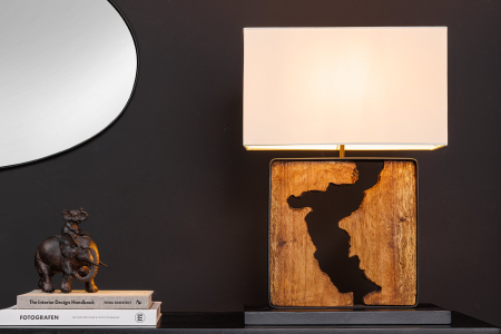 Lampă de masă DESIGNED BY NATURE 60cm, lemn de raintree negru natural cu abajur alb, lucrată manual [4]