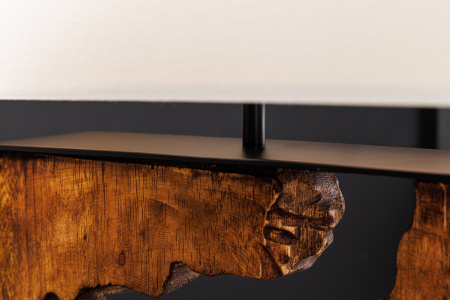 Lampă de masă DESIGNED BY NATURE 60cm, lemn de raintree negru natural cu abajur alb, lucrată manual [7]