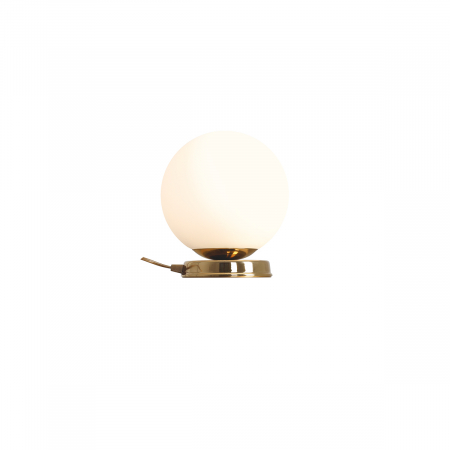 Veioze - Lampă de masă din metal auriu și abajur din sticlă Ball, 20 cm