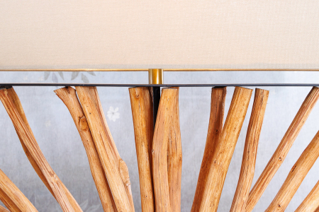 Lampă de masă EUPHORIA 80cm, lemn de longan natural cu abajur bej [6]