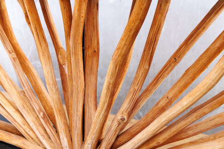 Lampă de masă EUPHORIA 80cm, lemn de longan natural cu abajur bej [8]