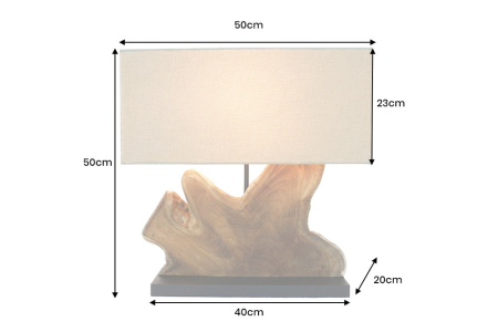 Lampă de masă HYPNOTIC 50cm, lemn de tec natural cu abajur bej   [12]