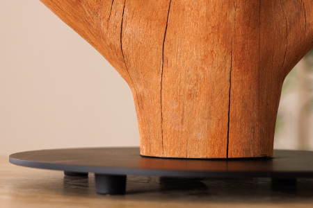 Lampă de masă JEWELRY 60cm din lemn natural de mangostan, cu abajur bouclé alb [12]