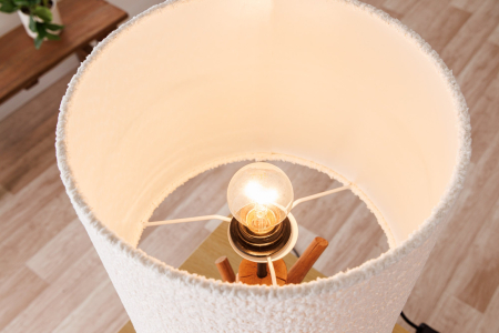 Lampă de masă JEWELRY 60cm din lemn natural de mangostan, cu abajur bouclé alb [6]