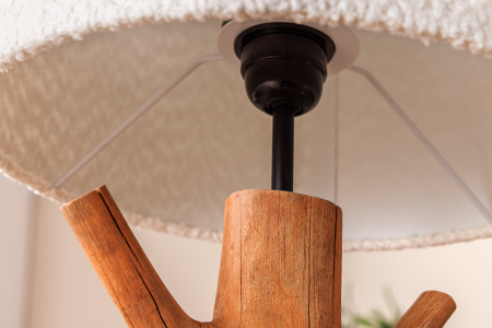 Lampă de masă JEWELRY 60cm din lemn natural de mangostan, cu abajur bouclé alb [7]