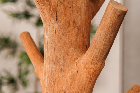 Lampă de masă JEWELRY 60cm din lemn natural de mangostan, cu abajur bouclé alb [9]