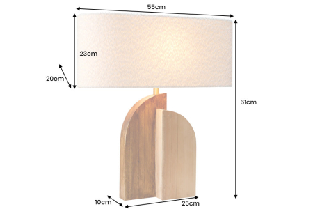 Lampă de masă LOVERS 60cm din lemn natural de raintree, cu abajur alb bouclé [12]