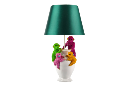 Iluminat - Lampă de masă MONKEY 55cm abajur alb verde multicolor