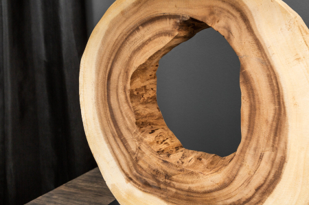 Lampă de masă ORGANIC ARTWORK 55cm, din lemn masiv de nuc cu abajur bej [6]