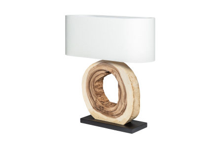 Iluminat - Lampă de masă ORGANIC ARTWORK 55cm, din lemn masiv de nuc cu abajur bej