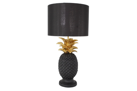 Iluminat - Lampă de masă PINEAPPLE 50cm, negru-auriu cu abajur negru