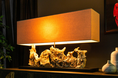 Lampă de masă PURE UNIQUE 80cm, din lemn plutitor cu abajur bej [2]