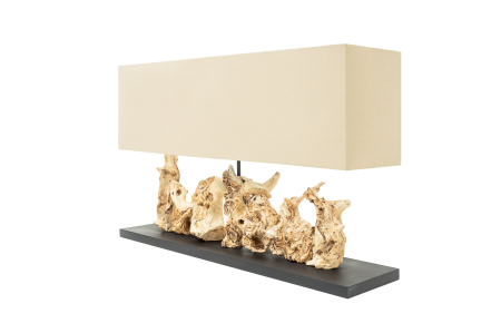 Iluminat - Lampă de masă PURE UNIQUE 80cm, din lemn plutitor cu abajur bej