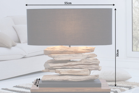 Lampă de masă RIVERINE II,din lemn plutitor cu abajur negru  [7]