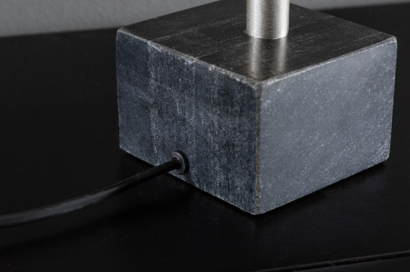 Lampă de masă SKULL 56cm argintie cu abajur din bumbac negru [9]