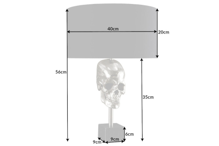 Lampă de masă SKULL 56cm argintie cu abajur din bumbac negru [11]