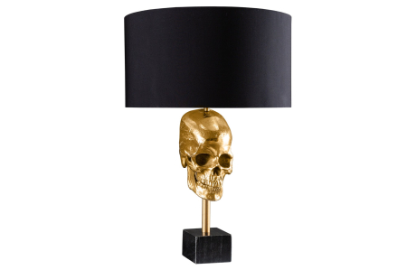 Iluminat - Lampă de masă SKULL 56cm aurie cu abajur din bumbac negru