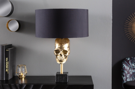 Lampă de masă SKULL 56cm aurie cu abajur din bumbac negru [5]