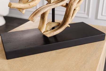 Lampă de masă THE WAVE 60cm, din lemn de tec, cu abajur alb [8]