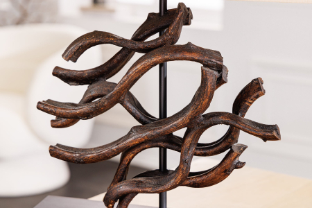 Lampă de masă THE WAVE 60cm, din lemn de tec, cu abajur bej [7]