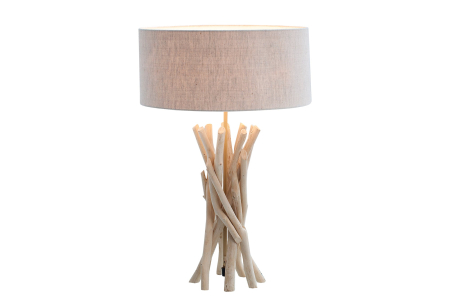 Veioze - Lampă de masă WILD NATURE 62cm, din lemn plutitor natural cu abajur din in 