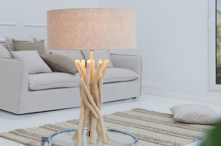 Lampă de masă WILD NATURE 62cm, din lemn plutitor natural cu abajur din in  [3]