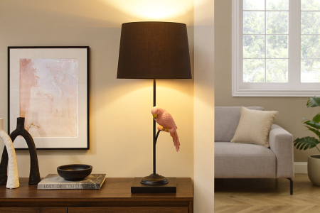 Lampă de masă WILDLIFE 75cm, neagra cu papagal roz  [2]