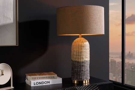 Lampă de masă ZEA 60cm ,iarbă de mare gradient auriu natural maro, cu abajur maro [6]