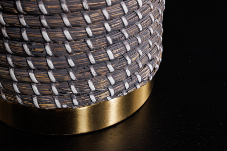 Lampă de masă ZEA 60cm ,iarbă de mare gradient auriu natural maro, cu abajur maro [10]