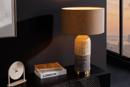 Lampă de masă ZEA 60cm ,iarbă de mare gradient auriu natural maro, cu abajur maro [4]