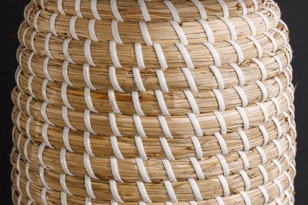 Lampă de masă ZEA 60cm ,iarbă de mare gradient auriu natural maro, cu abajur maro [9]