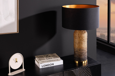 Lampă de masă ZEA 60cm, iarbă de mare gradient auriu natural maro, cu abajur negru [5]