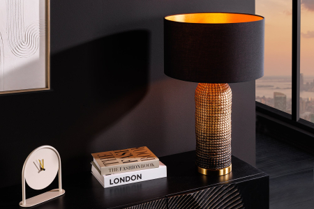 Lampă de masă ZEA 60cm, iarbă de mare gradient auriu natural maro, cu abajur negru [4]