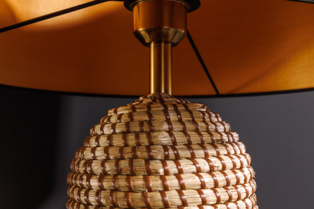 Lampă de masă ZEA 60cm, iarbă de mare gradient auriu natural maro, cu abajur negru [8]