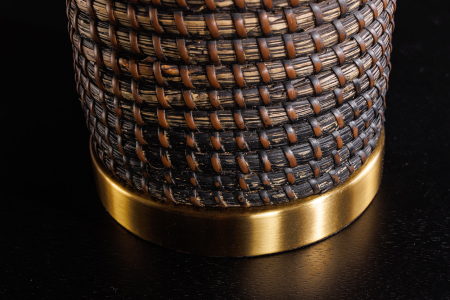 Lampă de masă ZEA 60cm, iarbă de mare gradient auriu natural maro, cu abajur negru [10]