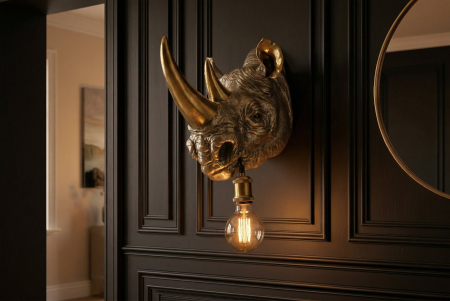 Lampă de perete aurie RHINO 40cm sculptură de rinocer ,lucrată manual [3]